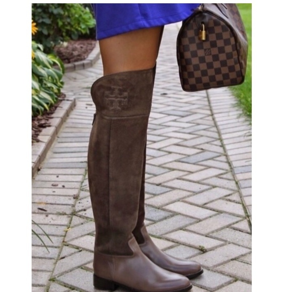 Tory Burch Simone EUC Brown Suede Leather Over the Knee Boots Women's Size 7M - Picture 2 of 10